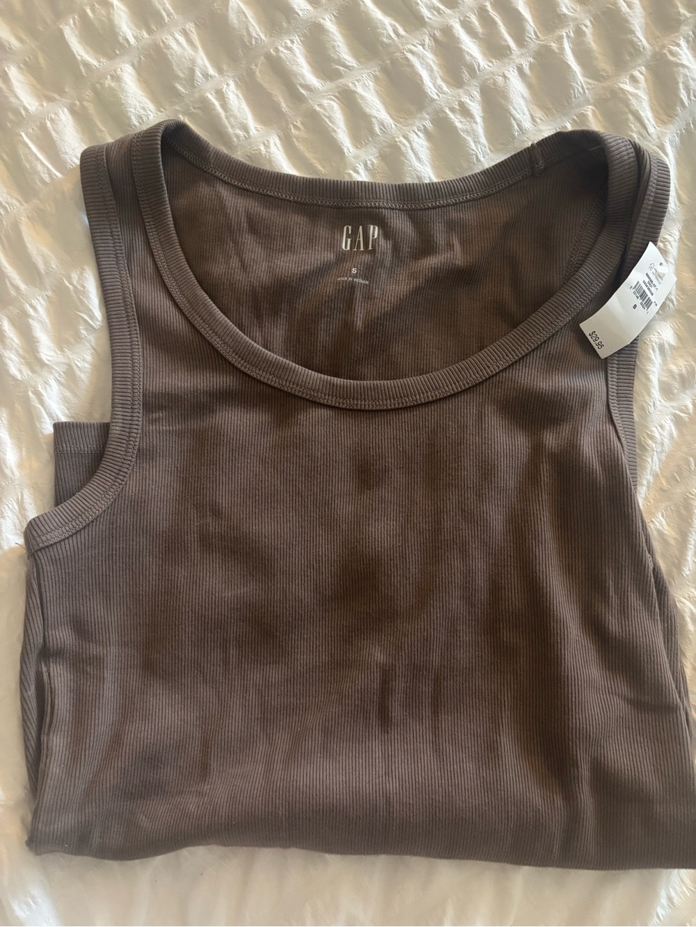 GAP Brown Ribbed Scoop Neck Tank Top